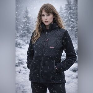 Eddie Bauer Women's Black and Pink Ski Jacket